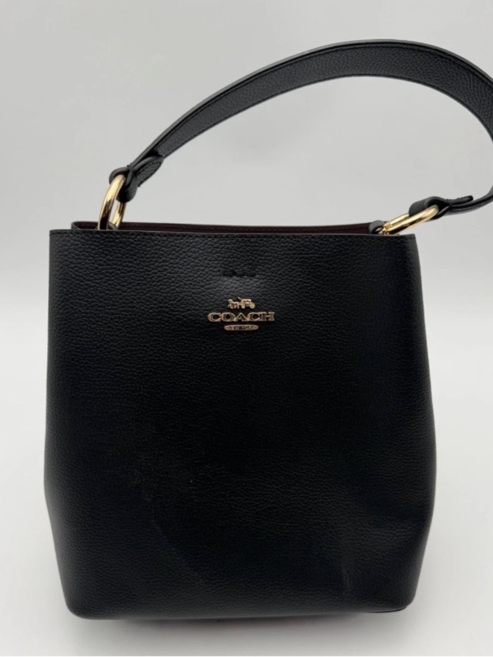 🌸 CHIC COACH BLACK PEBBLE  TOWN BUCKET BAG